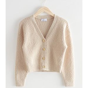 & Other Stories Floral Button Rib Cardigan